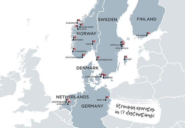 Map of Stromma destinations in Europe